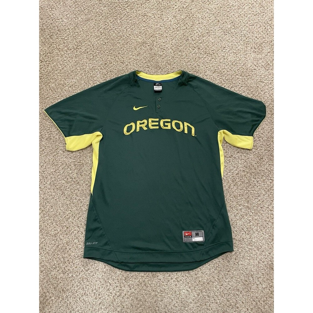 Vintage Oregon Ducks NIKE Baseball Jersey Stitched 2 Button Green Men's Medium